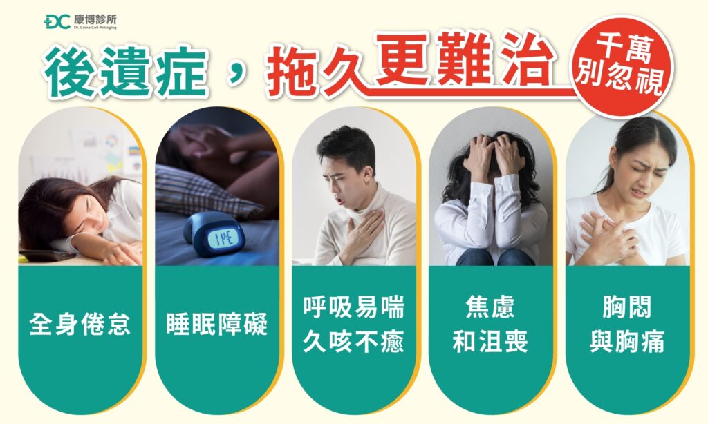 新冠後遺症，依據每個人的身體狀況不一樣會產生不同的症狀，但不管是哪一種，依據醫師臨床經驗都是「拖久更難治」。