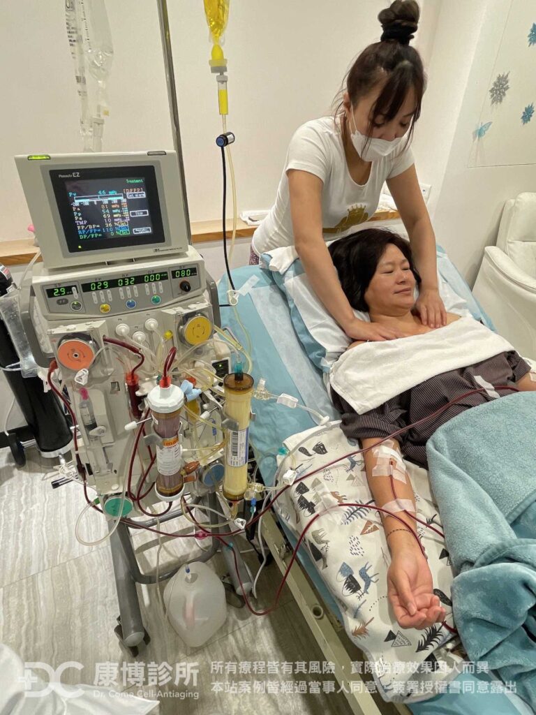 醫生建議潘小姐從血液淨化療程開始，先清除血液中容易導致發炎的大分子，並搭配靜脈雷射治療，提升紅血球攜養能力，以增強自身的免疫力，再使用適合的營養品做整體體質調整。